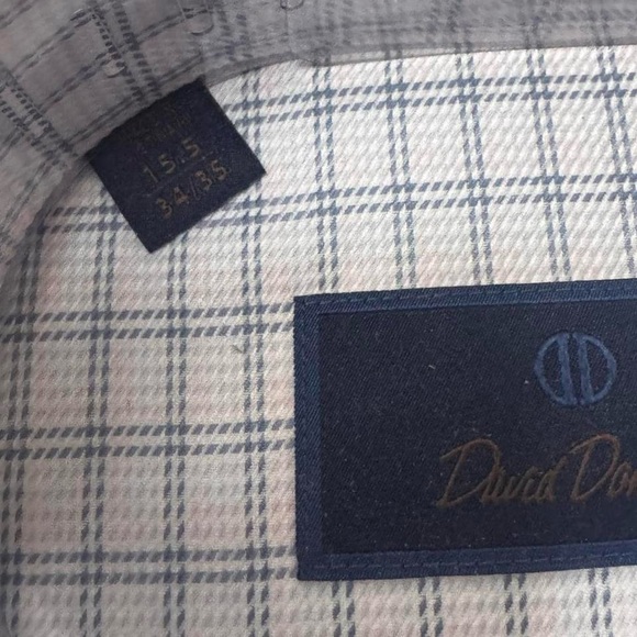 NWT David Donahue cotton/cashmere button up pinkish blue 15.5 34/35 - Picture 3 of 4